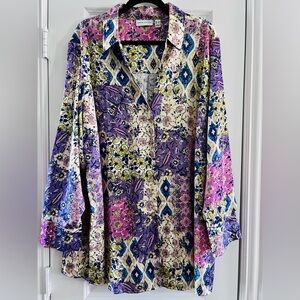 Susan Graver Purple Patterned Women's Top